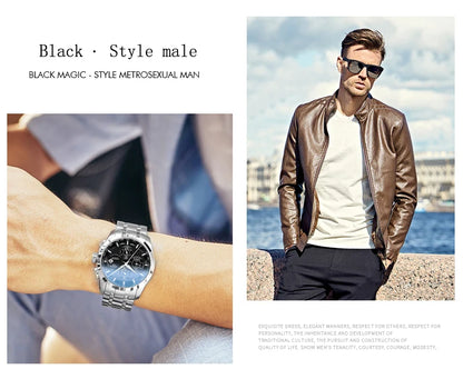 Carnival Brand Luxury Stainless Steel Multifunction Mechanical Watch for Men Waterproof Luminous Hands Calendar Fashion Watches