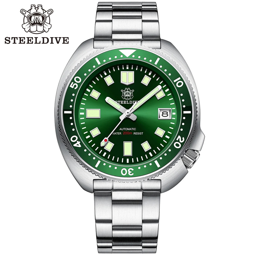 SD1970 New Arrival STEELDIVE Brand 20ATM Water Resistant Ceramic Bezel Insert Sapphire Glass NH35 Automatic Watch 6105 Turtle