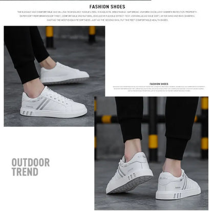 Men's Casual Sneakers Skateboarding Shoes PU Flats Shoes Students Outdoor Sneakers Street Shoes Lace Walking Shoes Plus Size 48