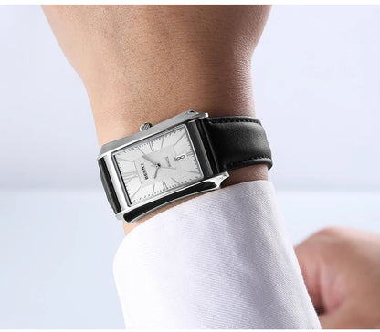 BERNY Watch for Men Rectangle Japan Quartz Wristwatch Waterproof Business Rectangular Dress Male Clock Top Genuine Leather Strap