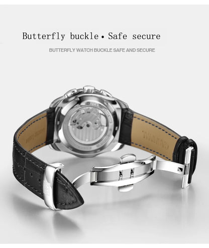 Carnival Brand Luxury Stainless Steel Multifunction Mechanical Watch for Men Waterproof Luminous Hands Calendar Fashion Watches