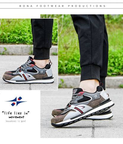 BONA New Designers Action Leather Sport Shoes Man Sneakers Running Shoes Men Tennis Male Walking Footwear Trendy Fitness