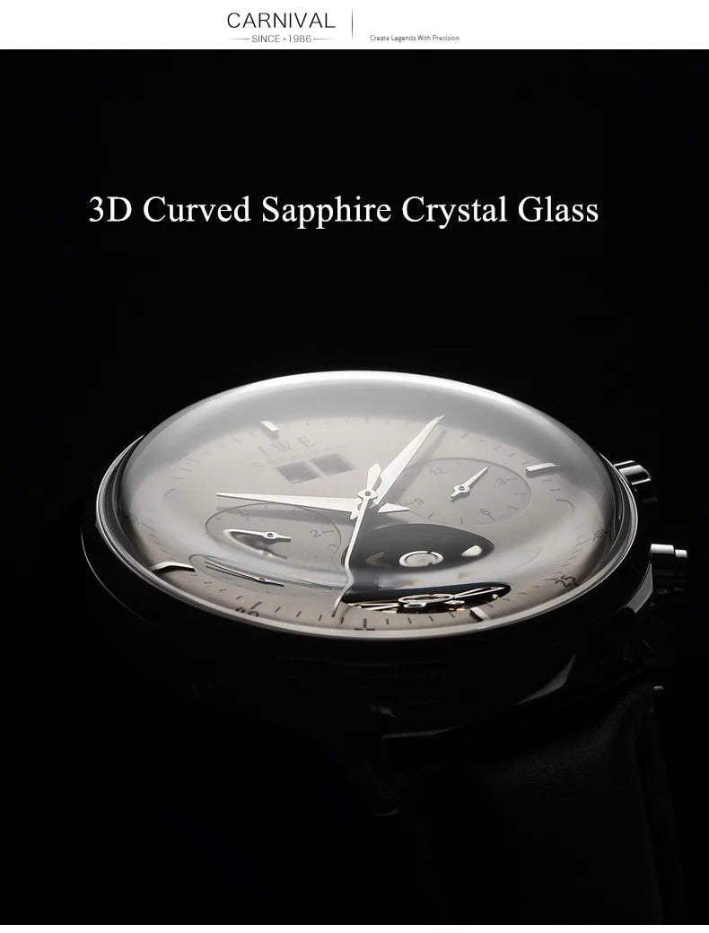 Montre CARNIVAL Mechanical Dress Watches for Men Brands Luxury Sapphire Automatic Wristwatches Mens Waterproof 2025 Reloj Hombre