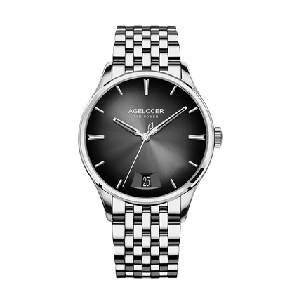 AGELOCER Original Budapest Watch Steel Strap Men's Business Dress Big Calendar Automatic Mechanical Watch Birthday Gift for Men