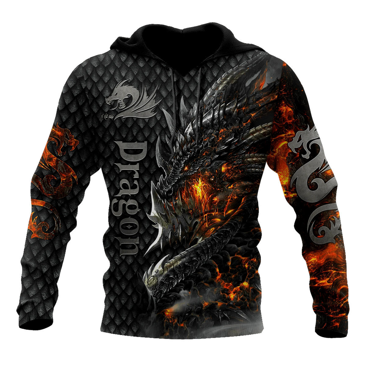 Krásná pánská unisex mikina s kapucí s celoplošným 3D potiskem ohnivého draka, podzimní streetwear, ležérní bunda, tepláková souprava KJ749