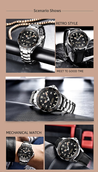 PAGANI DESIGN Men Watches 2026 New 007 Retro Luxury Automatic Watch For Men Mechanical Wristwatch Men Stainless steel Waterproof