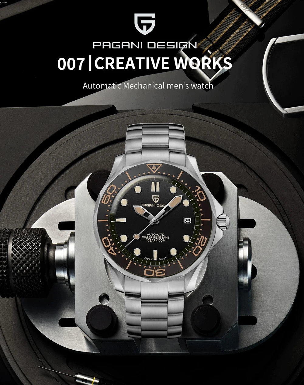 PAGANI DESIGN Men Watches 2026 New 007 Retro Luxury Automatic Watch For Men Mechanical Wristwatch Men Stainless steel Waterproof