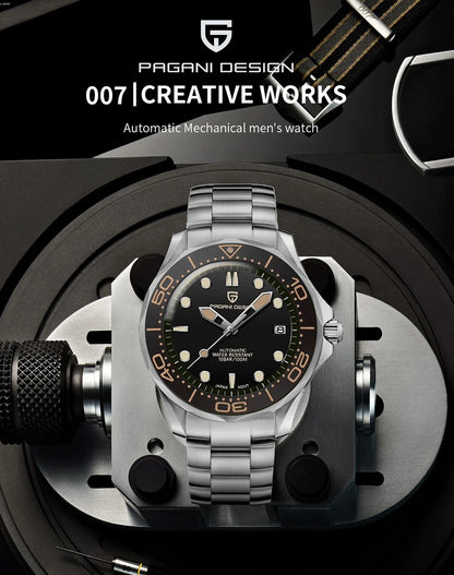 PAGANI DESIGN Men Watches 2026 New 007 Retro Luxury Automatic Watch For Men Mechanical Wristwatch Men Stainless steel Waterproof