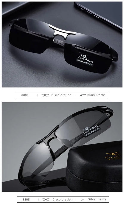 Cook Shark's new aluminum magnesium sunglasses men's sunglasses HD polarized driving drivers color glasses tide