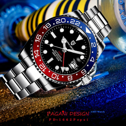 2026 New PAGANI DESIGN Luxury Men Mechanical Watches Stainless Steel GMT Watch Top Brand Sapphire Glass Men Watch reloj hombre