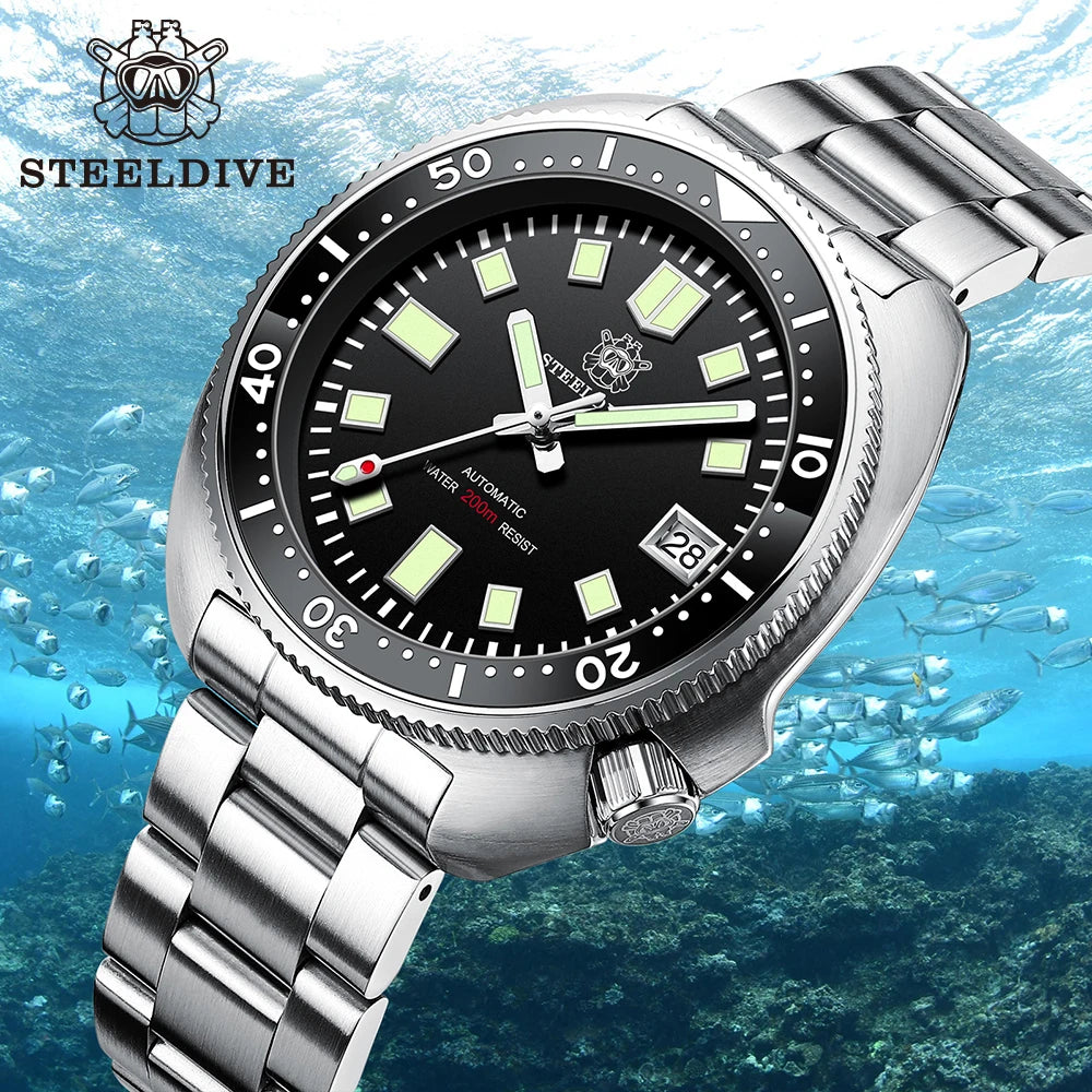 SD1970 New Arrival STEELDIVE Brand 20ATM Water Resistant Ceramic Bezel Insert Sapphire Glass NH35 Automatic Watch 6105 Turtle