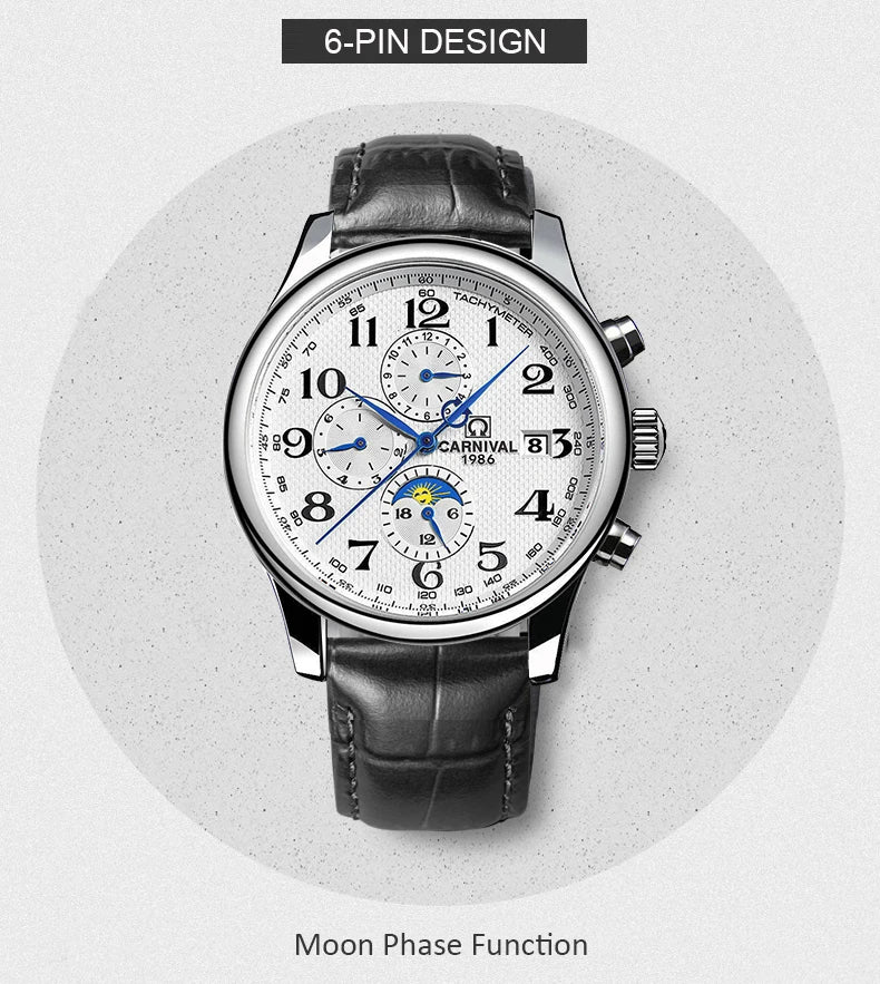 Reloj mecánico automático para hombre en acero inoxidable Case Shape: Redondo Case