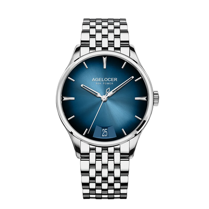 AGELOCER Original Budapest Watch Steel Strap Men's Business Dress Big Calendar Automatic Mechanical Watch Birthday Gift for Men