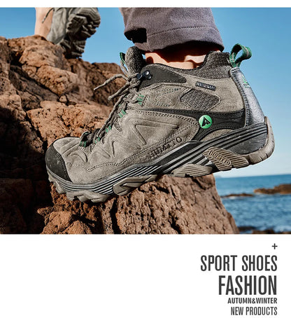 HUMTTO Waterproof Sneakers for Men Hiking Shoes Leather Trekking Boots Women Camping Hunting Mens Mountain Tactical Ankle Boots