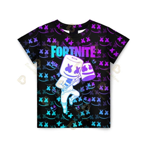T-shirt Infantil Unissexo com Impressão 3D da Mascote Fortnite, Moda de Verão, Casual para Meninos e Meninas, Roupa Infantil, Tops T-shirt