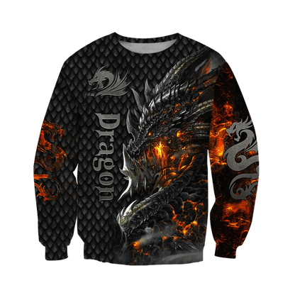 Krásná pánská unisex mikina s kapucí s celoplošným 3D potiskem ohnivého draka, podzimní streetwear, ležérní bunda, tepláková souprava KJ749