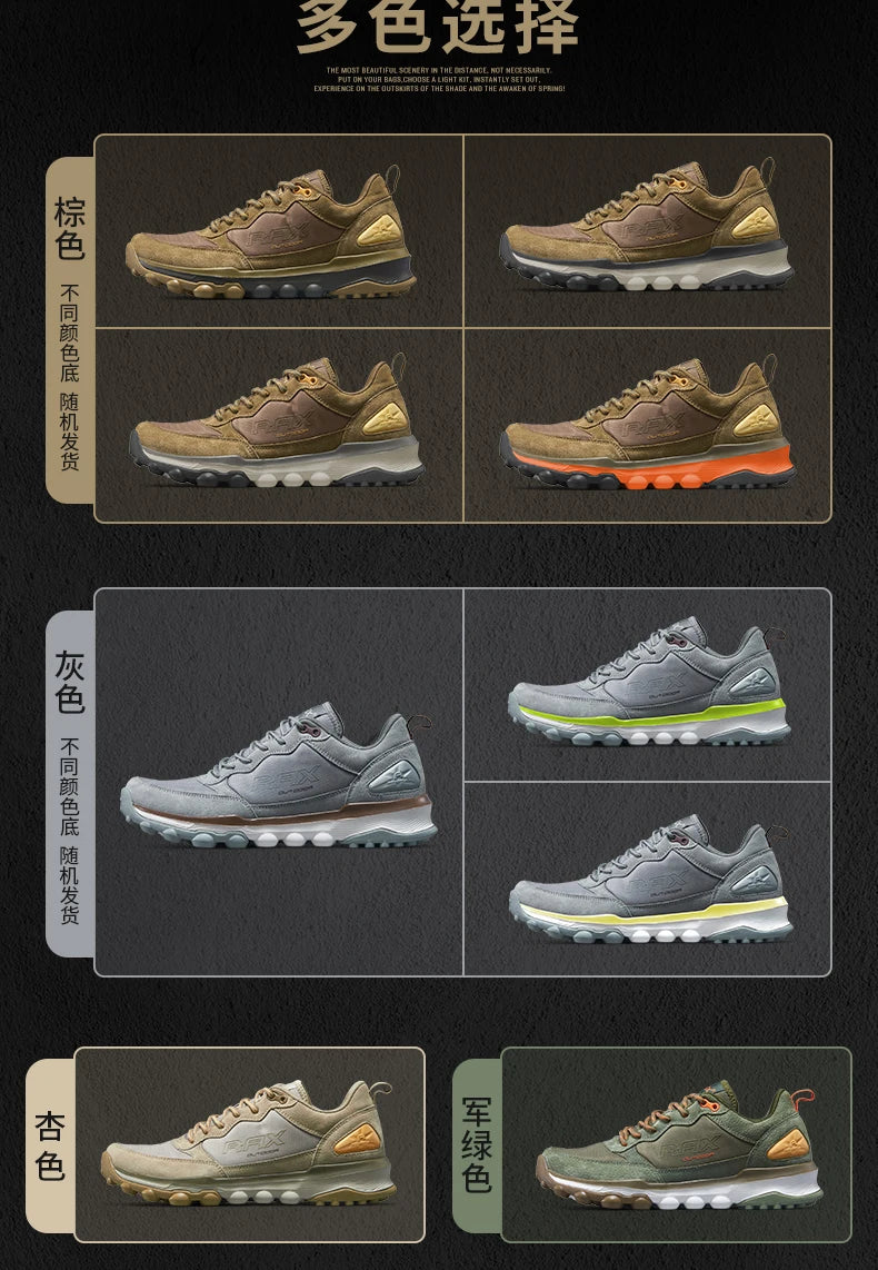 Rax Cowhide Hiking Shoes Men Outdoor Mountain Antiskid Climbing Sneakers wram Lightweight Trekking boots Sports casual shoes