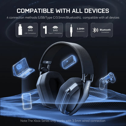 EKSA 2.4GHz Wireless Gaming Headset with Mic – Bluetooth Gaming Headphones for PC, PS5 & Xbox, Ultralight Foldable Over-Ear Headset
