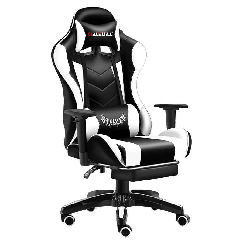 XMSJ Ergonomic Gaming Chair with Lumbar Support, High Back Leather Gaming Chair, Adjustable Armrest Reclining Office Chair for PC Gamer Desk