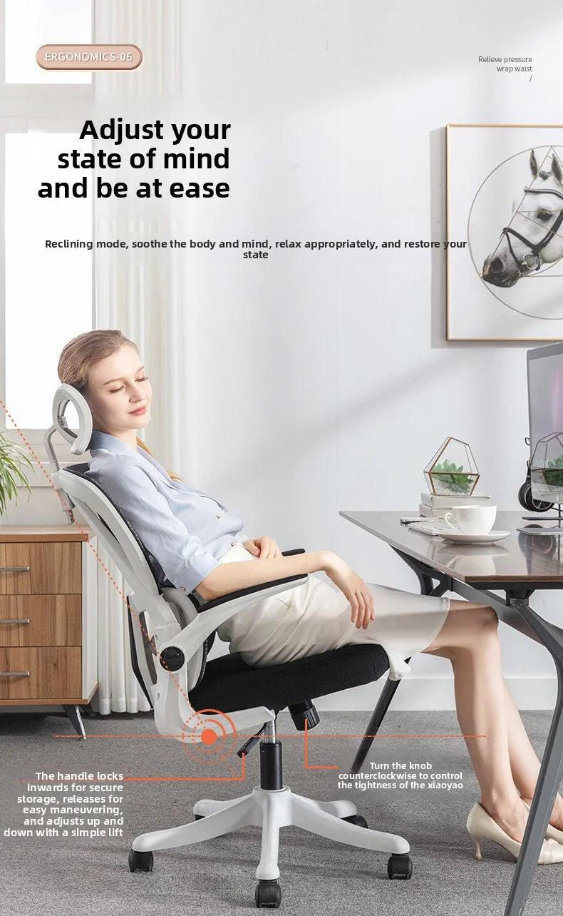 Ergonomic Home Office Chair with Back Support, Comfortable Desk Chair for Students, Rolling Study Chair with Armrests for Long Sitting