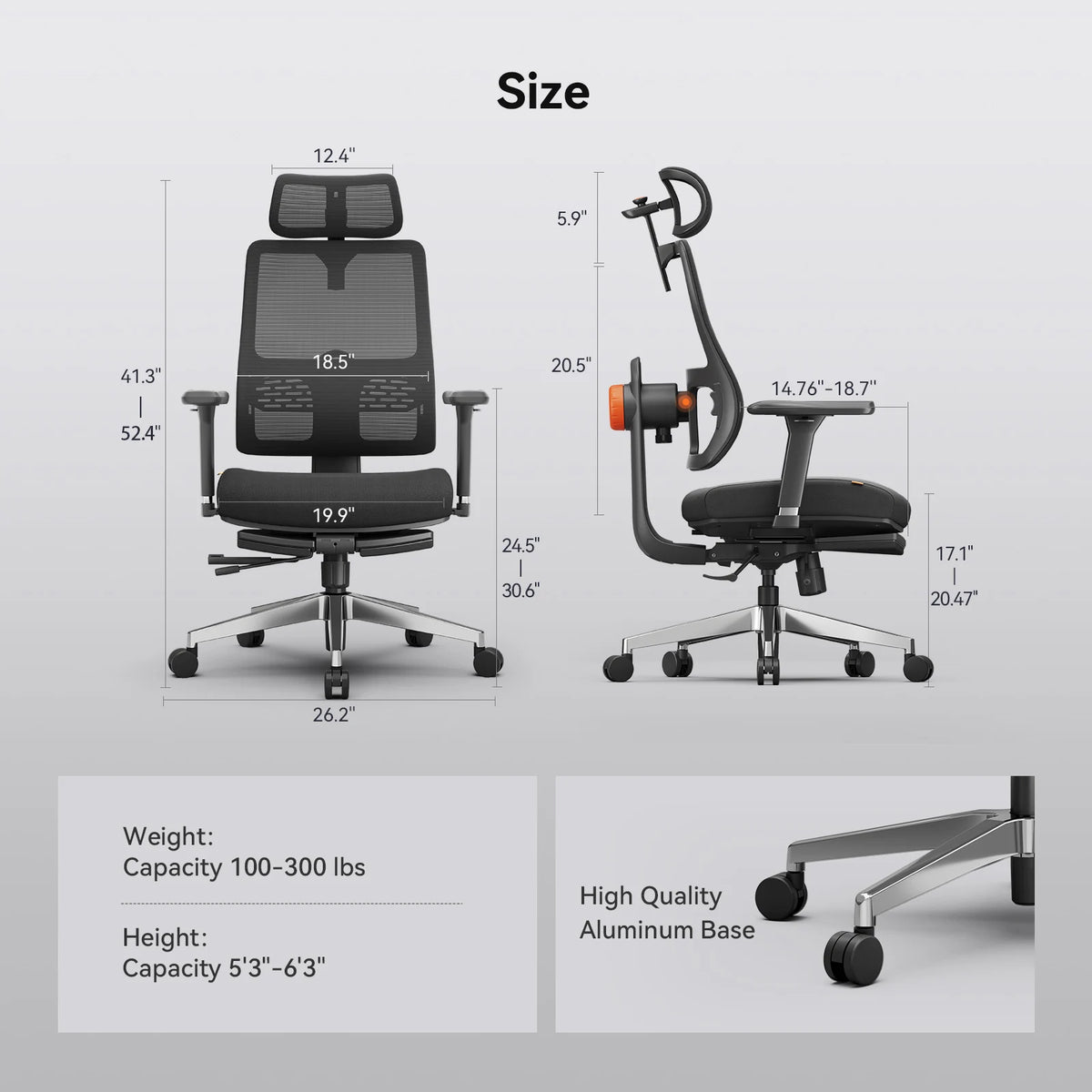 NEWTRAL MagicH-BPro Ergonomic Office Chair with Footrest, Auto-Following Backrest, Adjustable Lumbar Support, Executive Mesh Chair