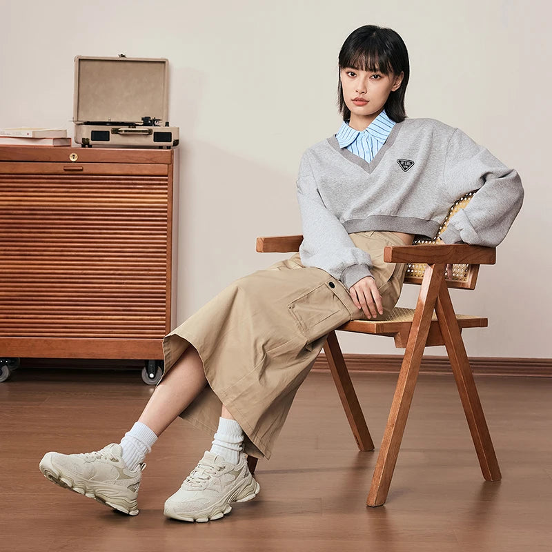 Xtep Chinoiserie Casual Shoes Female 2025 Spring Increase Thick Sole Sports Shoes Outdoor Vintage Fashion Sneakers 875118320006