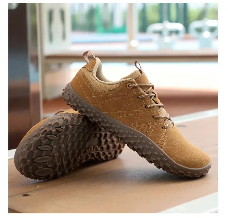 Suede Leather Shoes PU Fabric Wide Toe Shoe Anti Slip Hiking Shoe Workwear Men's Sports Shoes Women's Outdoor Walking Shoes