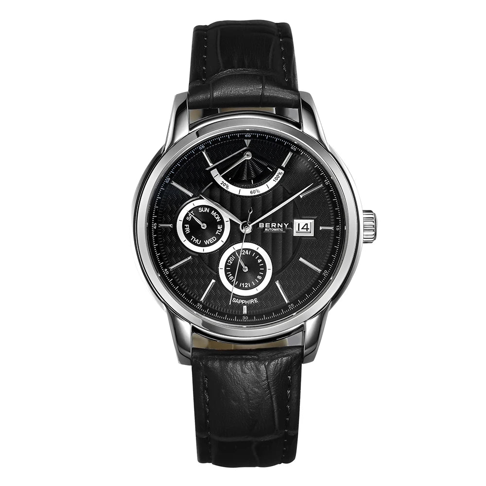 BERNY Luxury Automatic Watches for Men Fashion Elegant Mechanical Wristwatch Sapphire Date Week High-end Men's Dress Watch