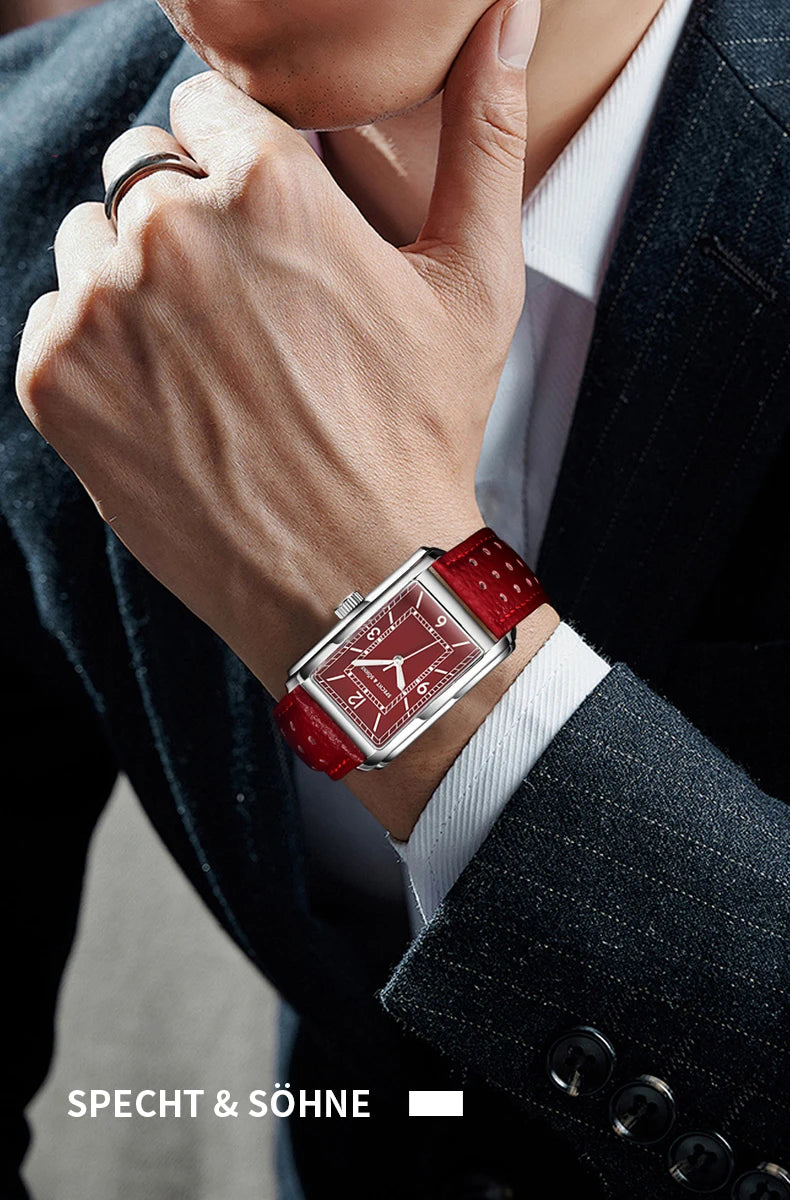 2025 New High Quaity 27MM Specht & Söhne Square Men's Watch Sweep VH31 Movt Steel Reloj Hombre Sapphire Crystal Waterproof