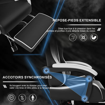 HOMALL Ergonomic Gaming Chair Faux Leather Office Chair with Footrest, Massage Lumbar Support, Adjustable Swivel Desk Chair for Gaming & Work