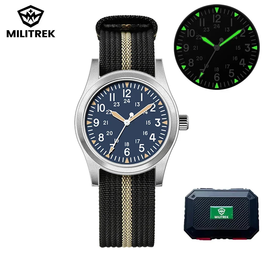 MILITREK 2026 New Military Retro Men'S VH31 Quartz Watch 37mm Sapphire Stainlesssteel 100m Waterproof C3 Luminous Reloj Hombre