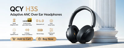 QCY H3S – Adaptiver ANC-Over-Ear-Bluetooth 6.0-Kopfhörer mit -56dB – Hi-Res LDAC Wireless-Headset, 102H Akku, räumlicher Klang mit Dual-Treiber