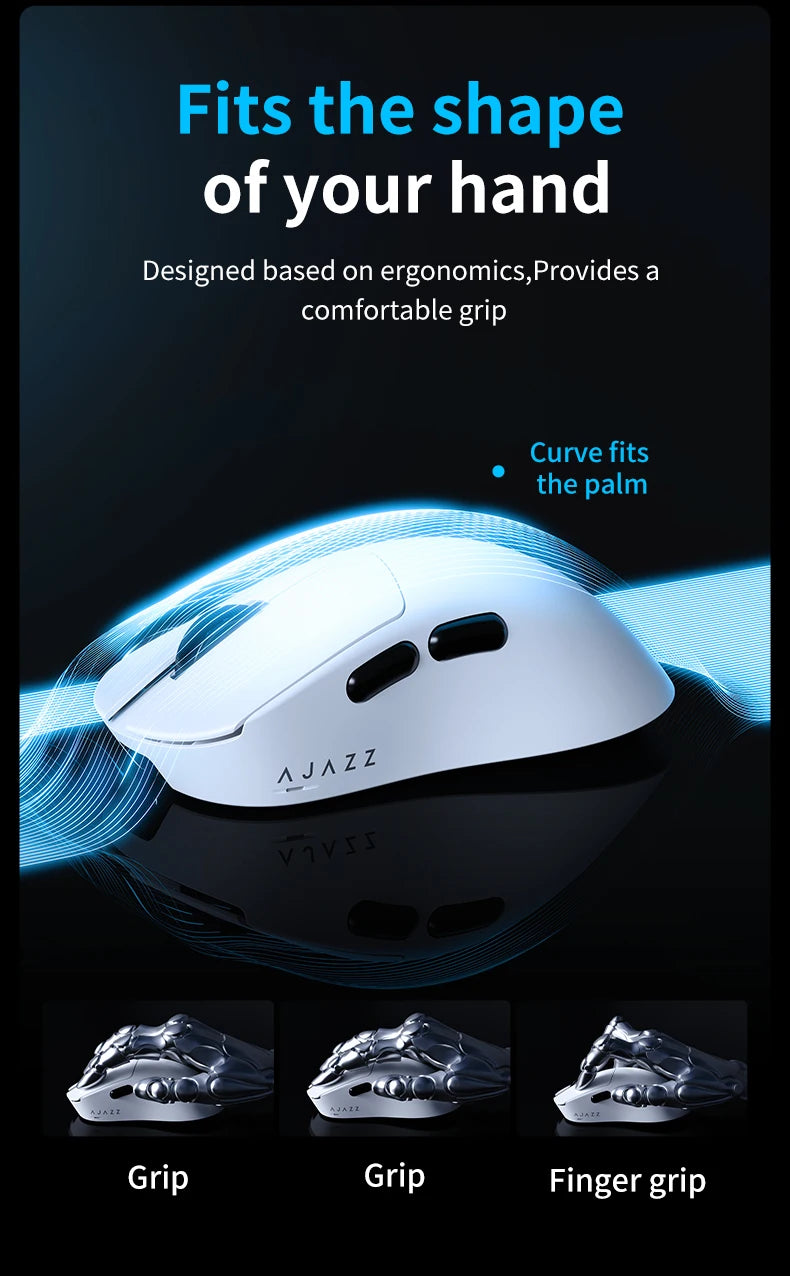 AJAZZ AJ179 V2 MAX Tri-Mode Wireless Gaming Mouse, 56g Lightweight PAW3311 Sensor, 12000 DPI, Rechargeable Right-Hand Gaming Mouse