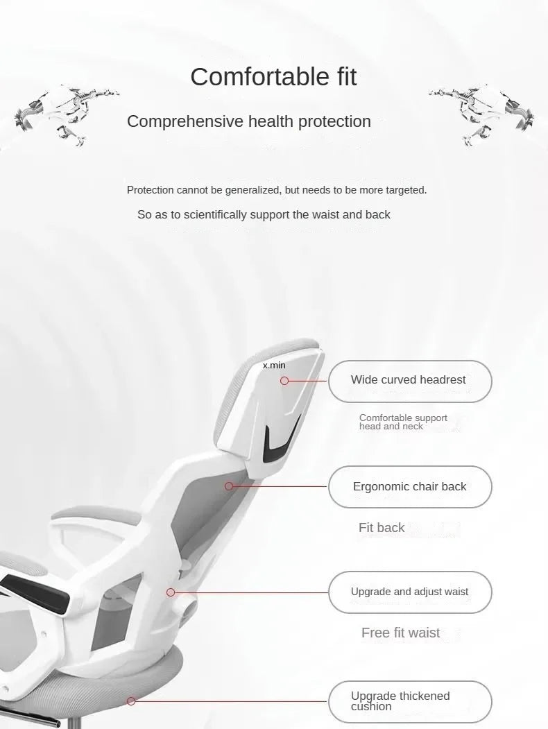 Ergonomic Computer Office Chair with Adjustable Height, Rotating Swivel Design, Comfortable Reclining Boss Chair for Home Office, Study & Gaming
