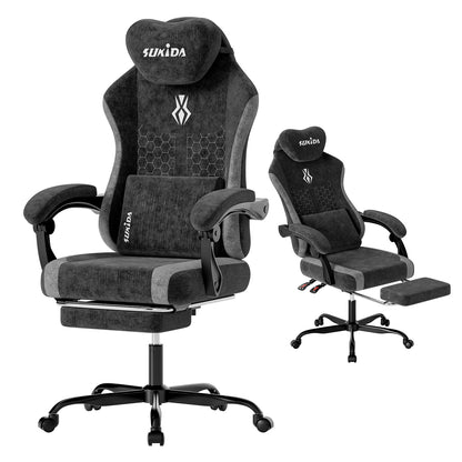 SUKIDA Ergonomic Gaming Chair Breathable Fabric Office Chair with Lumbar Support, Adjustable Height PC Gaming Chair, Comfortable Executive Desk Chair