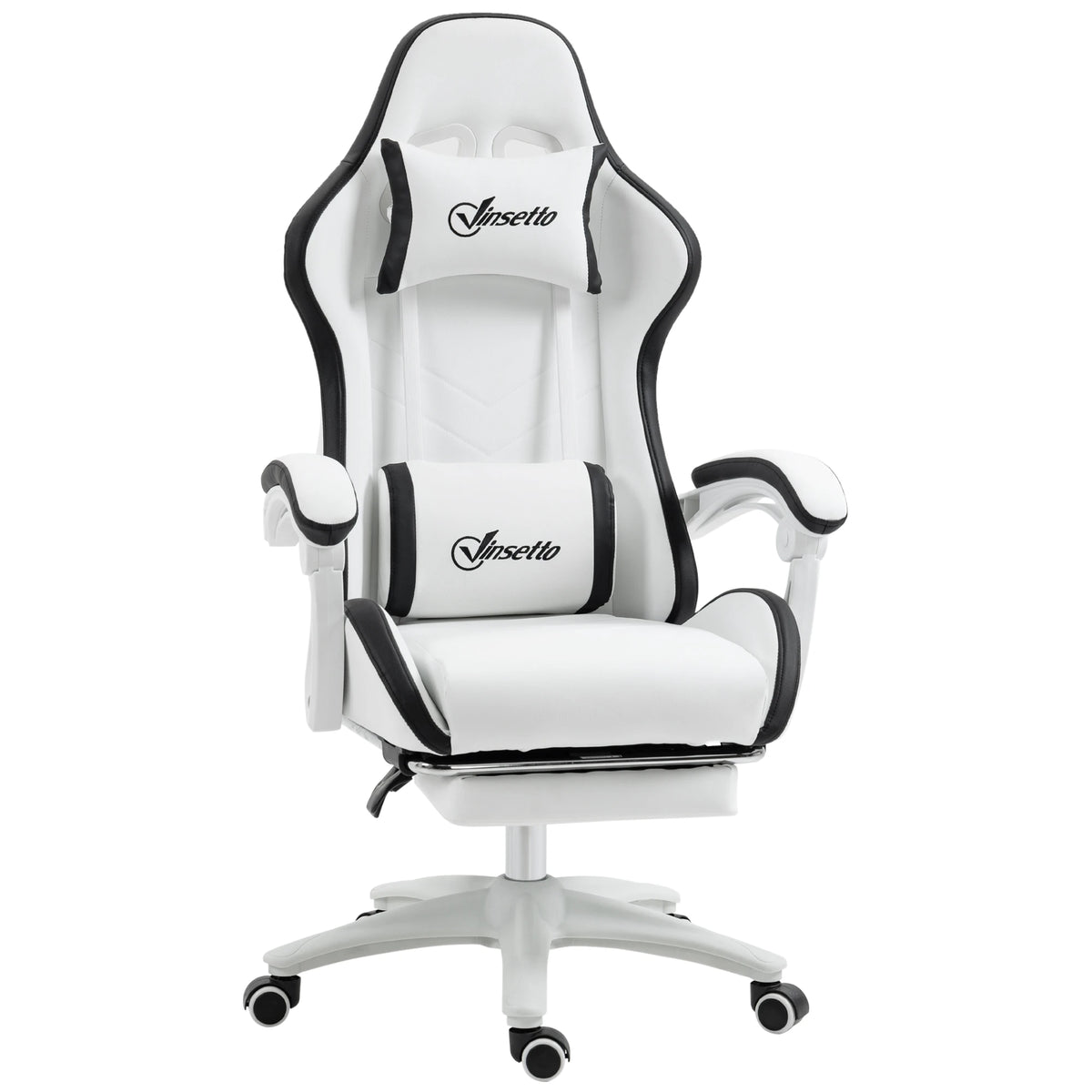 Vinsetto PU Leather Gaming Chair with Footrest, Adjustable Height Reclining Office Chair with Headrest & Lumbar Support