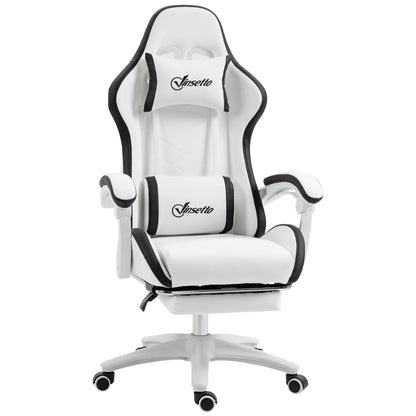 Vinsetto PU Leather Gaming Chair with Footrest, Adjustable Height Reclining Office Chair with Headrest & Lumbar Support