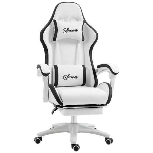 Vinsetto PU Leather Gaming Chair with Footrest, Adjustable Height Reclining Office Chair with Headrest & Lumbar Support