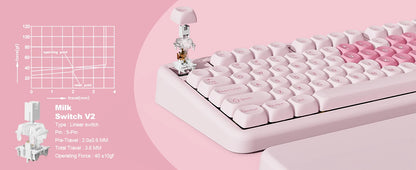 YUNZII B87 Pink Mechanical Gaming Keyboard, QMK/VIA Custom Gasket RGB Keyboard, Wireless Aesthetic Keeb, Wrist Rest for Win/Mac