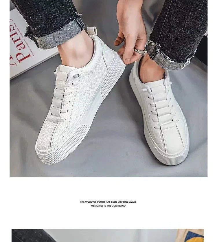 Men Sneakers Casual Shoes Men Flats Zapatillas Hombre Lightweight PU Leather Breathable Shoe Mens White Sports Tenis Shoes
