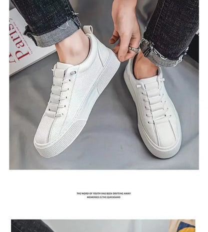 Men Sneakers Casual Shoes Men Flats Zapatillas Hombre Lightweight PU Leather Breathable Shoe Mens White Sports Tenis Shoes