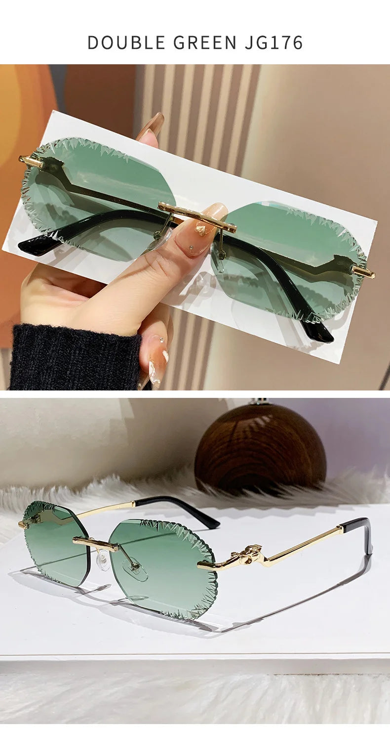 New Rimless Sunglasses Women Luxury Designer Brand Shades UV400 Vintage Metal Men Fashion Ladies Sun Glasses Frameless Shades