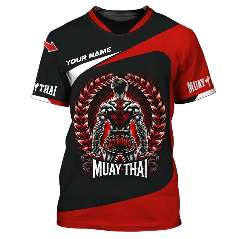 Stylové nové pánské tričko s grafikou Muay Thai, 3D potiskem tygra a draka, personalizovaným jménem a výrazným designem, letní tričko na gym a fitness