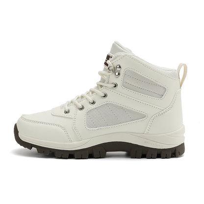 Women Sports Shoes White Casual Non Slip Running Shoes Outdoor Hiking Climbing Waterproof Breathable Lace Up Platform Sneakers