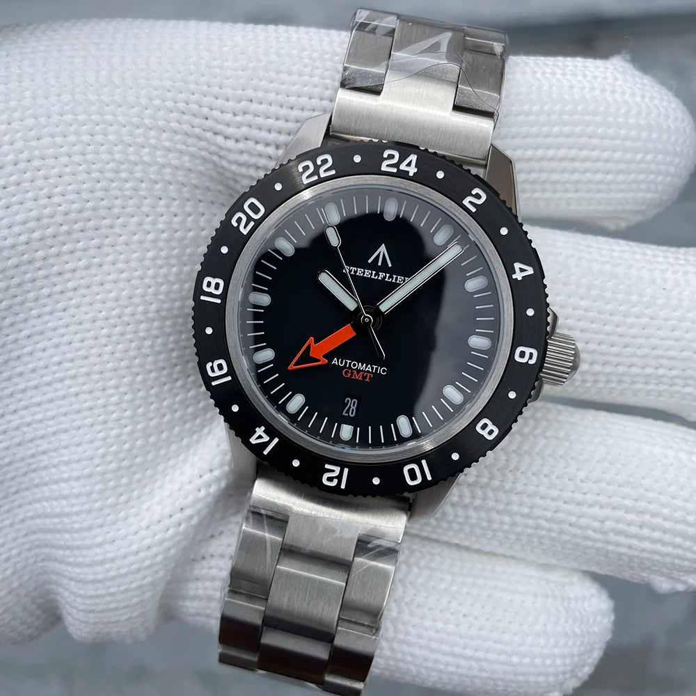STEELFLIER Official SF793 Luxury GMT Mechanical Wristwatch Steel Bezel NH34 Movement Super Luminous 20Bar Waterproof Dive Watch