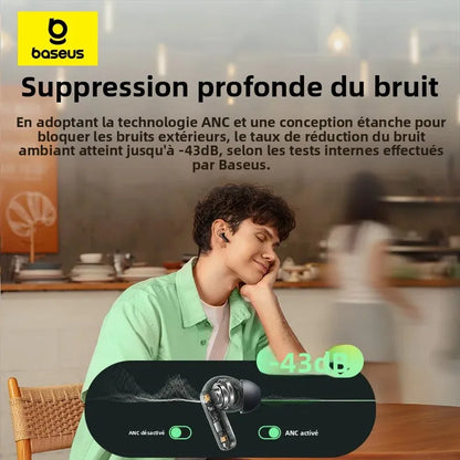 Baseus Bass EP10 NC True Wireless Earbuds Bluetooth 6.0 – ANC Noise Cancelling Earbuds with 4-Mic AI Clear Calls & 41H Playtime