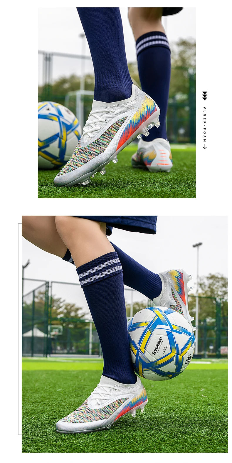 New Men Football Boots Cleats Shoes Soccer Long Spikes FG Ultralight Training Soccer Shoes Non-Slip Outdoor Match Drop Shipping