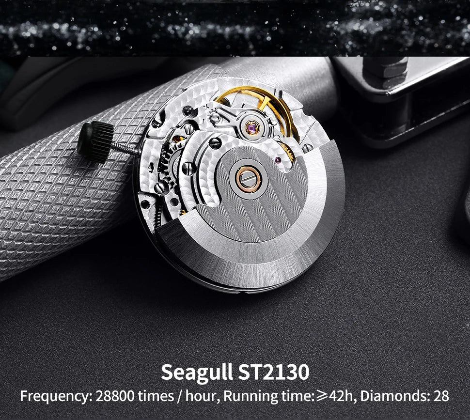 BERNY Automatic Watch Men  ST2130 Luminous Mechanical Wristwatch Sapphire Waterproof 10ATM Top Brand Luxury Watch for Men