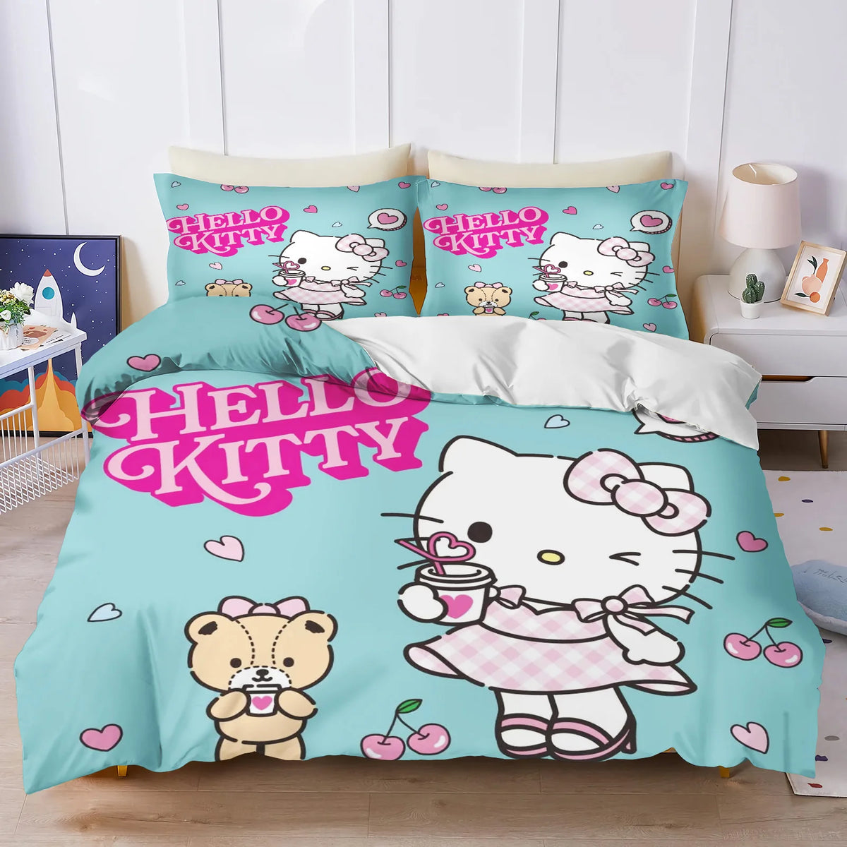 Hello Kitty Duvet Cover Set Comforter Bedding 3d Children'S Bedding Set 3-Piece 1 Quilt Cover King Size