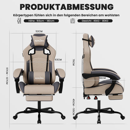 SUKIDA Ergonomic Gaming Chair with Lumbar Support, Adjustable Racing Office Chair, Swivel Executive Chair with Headrest and Armrests